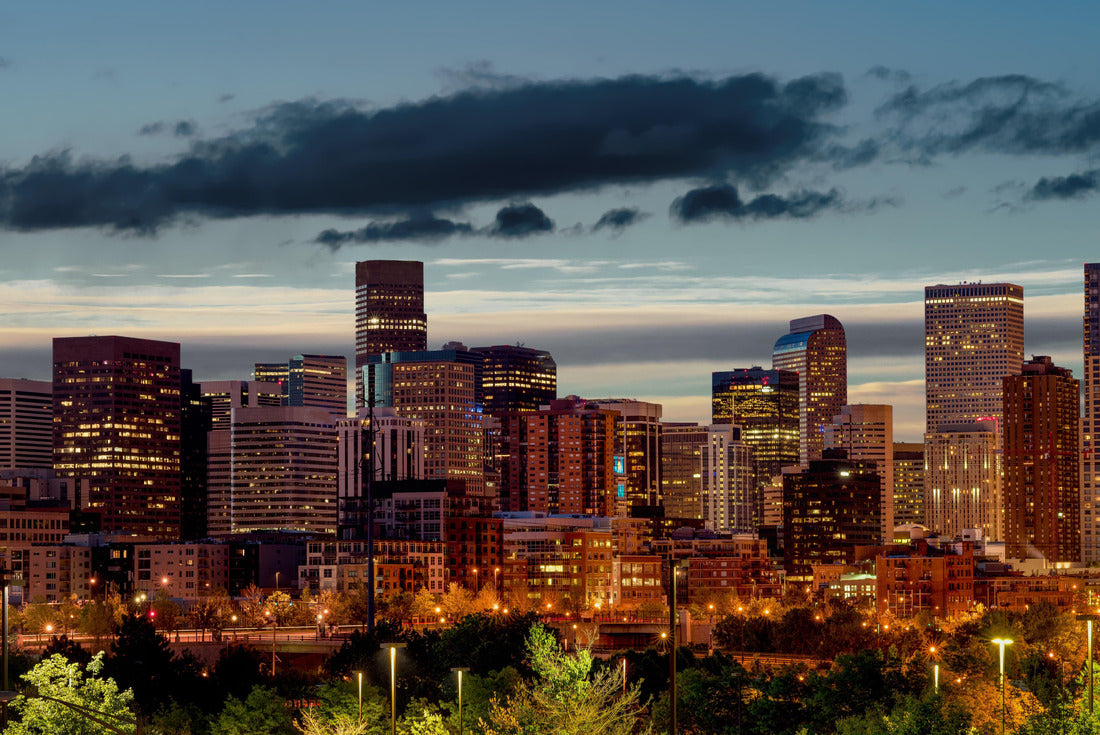 Skyline, close-up of Denver Colorado with the lights on a morning 2000pc Puzzle
