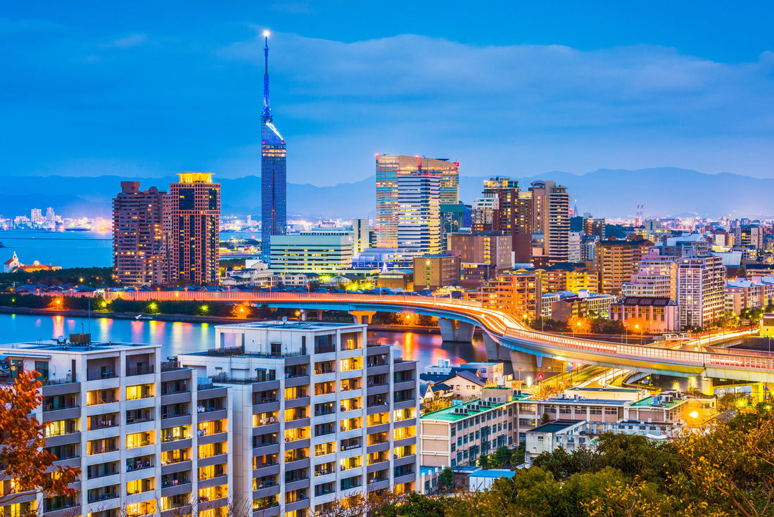 Fukuoka, Japan cityscape of the Momochihama area at dusk 2000pc Puzzle