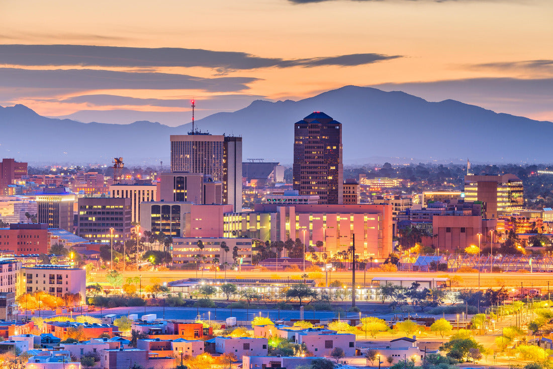 Tucson, Arizona, USA downtown city skyline with Sentinel Peak at dusk 2000pc Puzzle