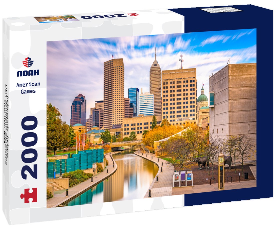 Indianapolis, Indiana, USA downtown city skyline over river walk 2000pc Puzzle
