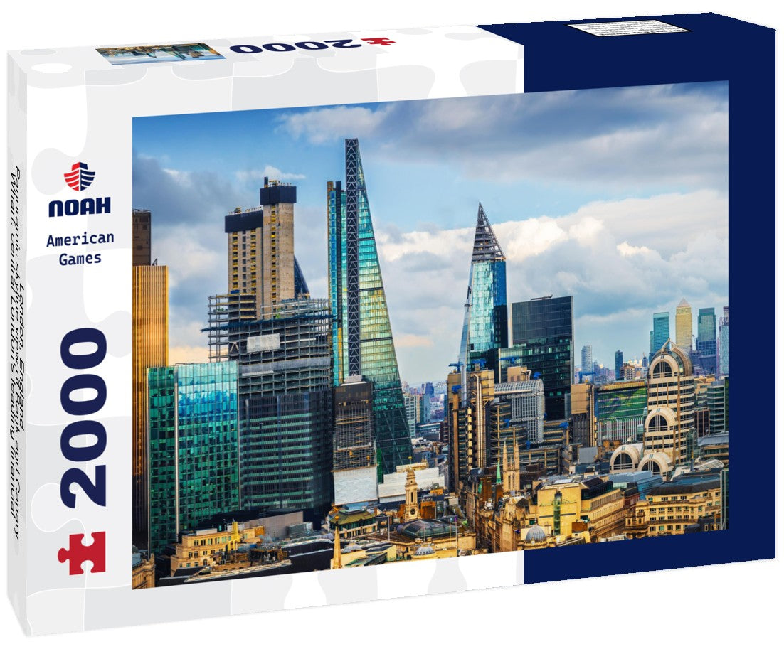 London, England - skyline view of Bank and Canary Wharf, central London's leading financial districts with famous skyscrapers at golden hour 2000pc Puzzle