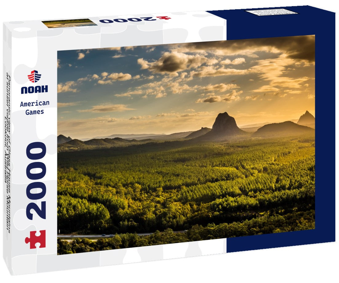 Glass House Mountains at sunset visible from Wild Horse Mountain Lookout, Australia 2000pc Puzzle