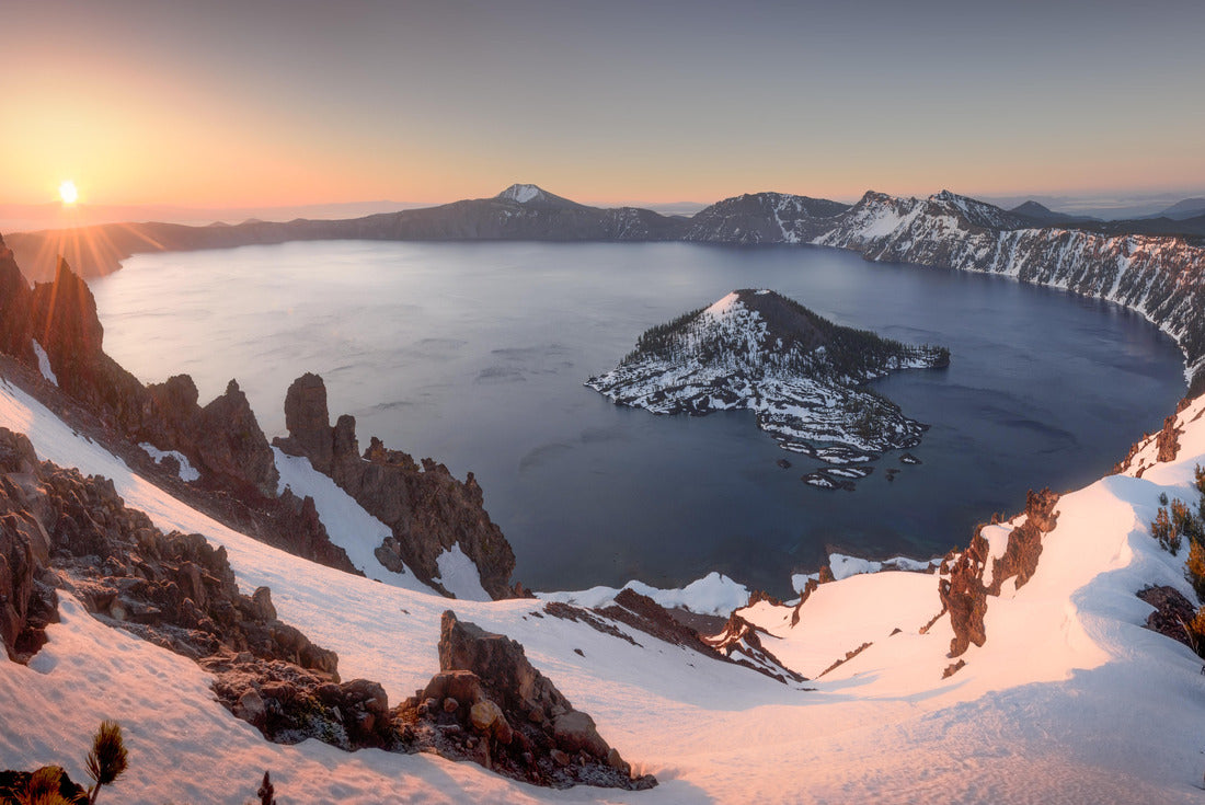 Sunrise at Crater Lake National Park, Oregon. Caused by volcanic eruption of Mount Mazama 2000pc Puzzle