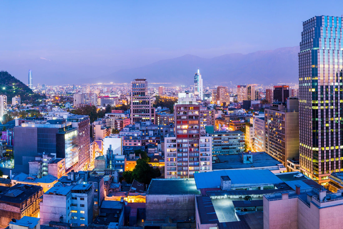 Downtown Santiago de Chile after sunset in a wide , Chile 2000pc Puzzle