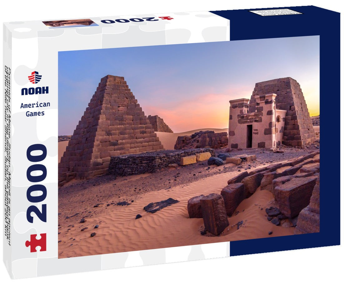 Pyramids of Meroe, Sudan. Meroë is an ancient pyramid city in the desert, on the eastern bank of the Nile near Shendi, Sudan, about 200 km northeast of Khartoum in the desert 2000pc Puzzle