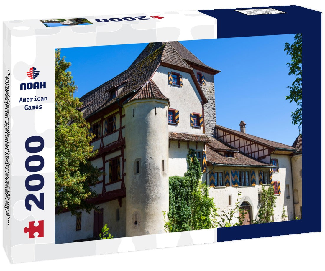 Ancient Hegi castle in the town of Winterthur, Switzerland. General view, outside on a blue sky background in a summer day 2000pc Puzzle