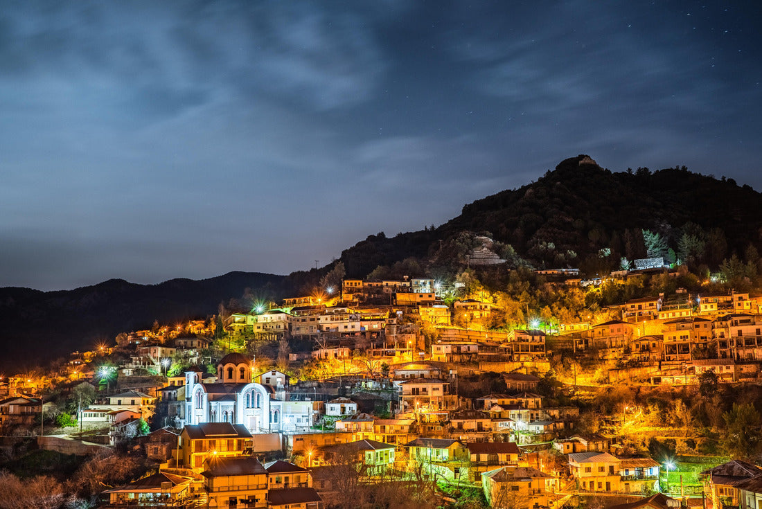 Moutoullas village at night, Troodos mountains in Cyprus 2000pc Puzzle