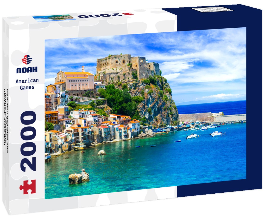 Beautiful beaches and towns of Calabria - medieval Scilla with old castle 2000pc Puzzle