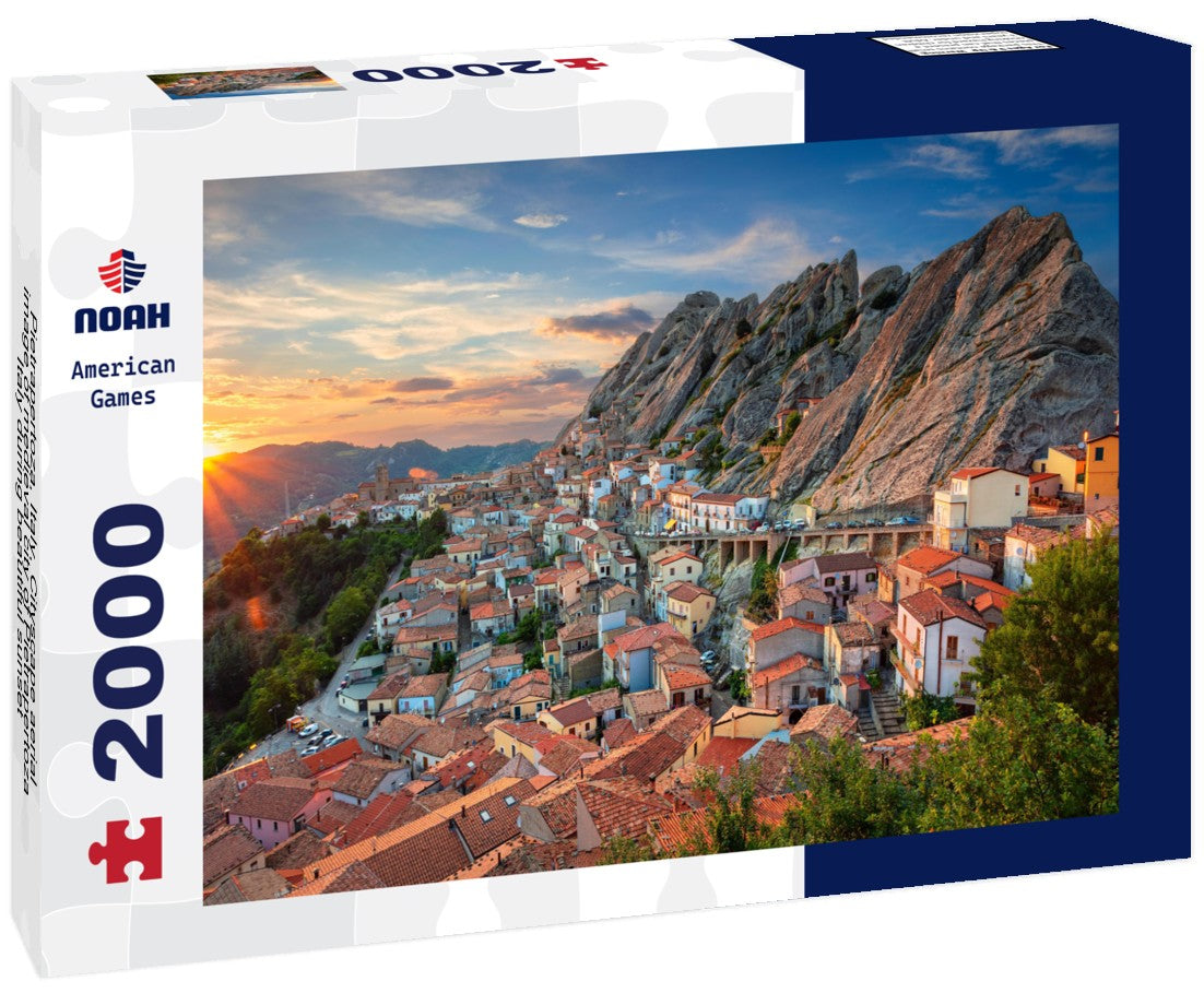 Pietrapertoza, Italy. Cityscape aerial image of medieval city of Pietrapertoza, Italy during beautiful sunset 2000pc Puzzle