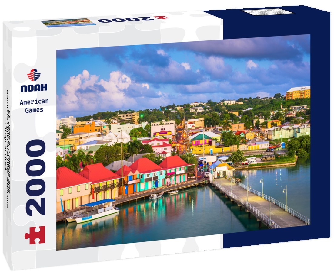 St. John's, Antigua and Barbuda cityscape over Redcliffe Quay at dusk 2000pc Puzzle