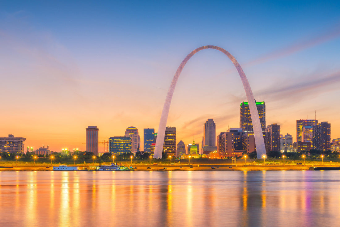 St. Louis, Missouri, USA downtown cityscape with the arch on the Mississippi River at dusk 2000pc Puzzle