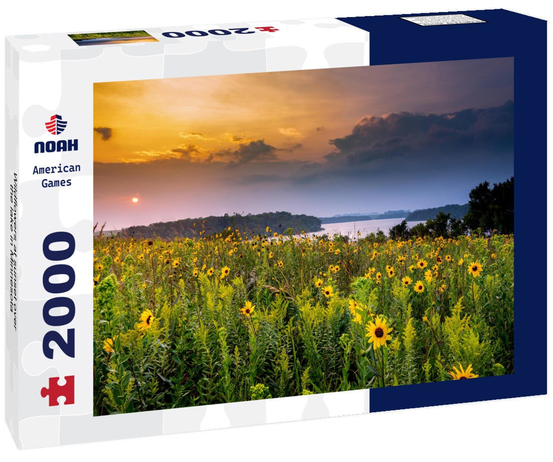 Wildflowers at sunset over the lake in Minnesota 2000pc Puzzle