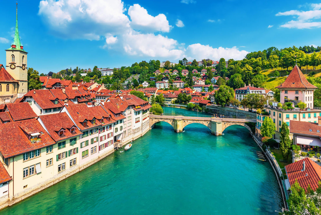 Noah Jigsaw Puzzle panoramic view of the old town architecture of Bern with the Untertorbryukke bridge over the Aare, Bern, Switzerland 2000 pieces