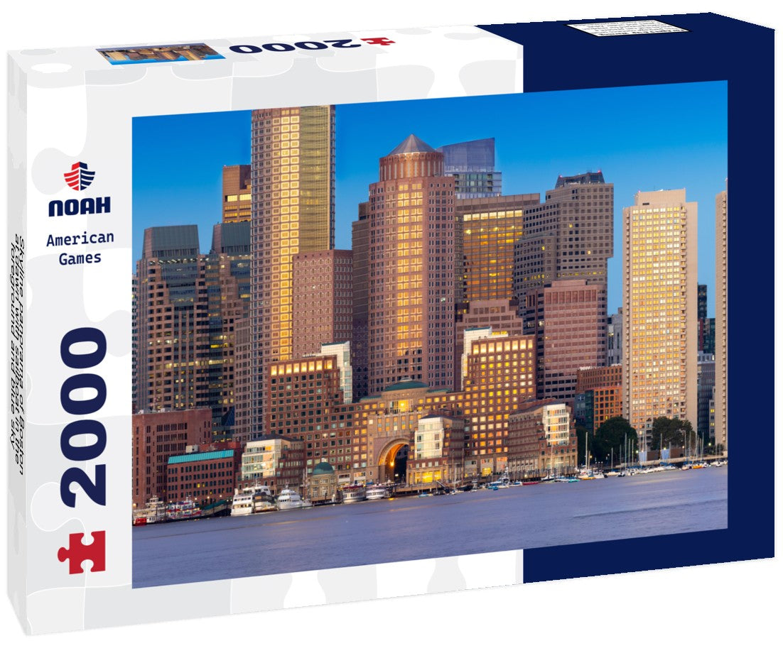 Skyline Boston at dawn with sailboat in the foreground and blue sky 2000pc Puzzle
