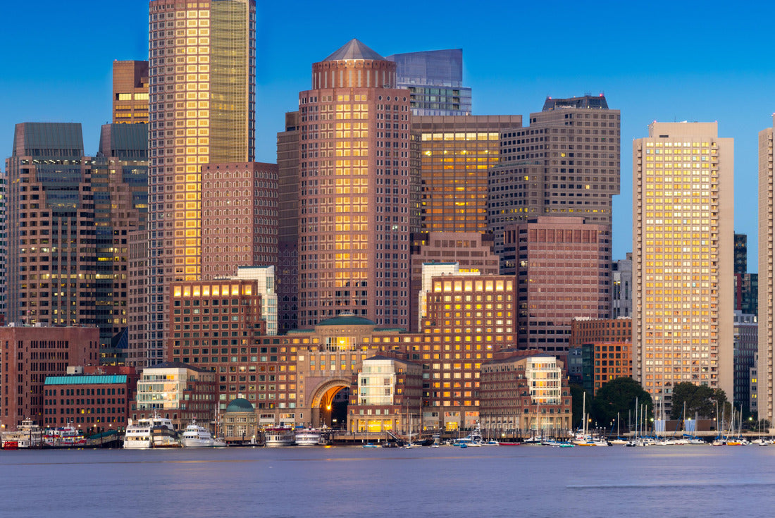 Skyline Boston at dawn with sailboat in the foreground and blue sky 2000pc Puzzle