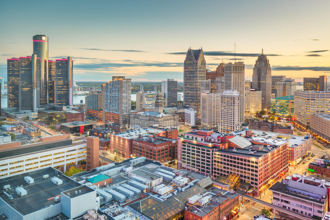 Detroit, Michigan, USA skyline in downtown from above at dusk 2000pc Puzzle