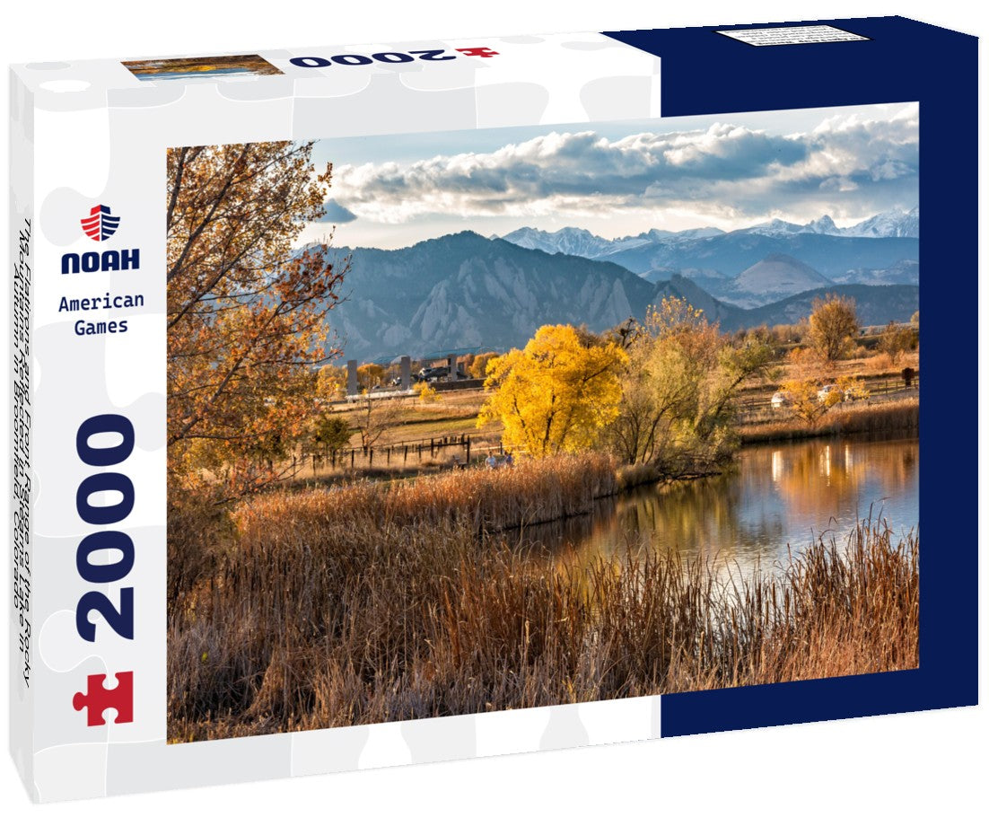 The Flatirons and Front Range of the Rocky Mountains Reflected in Stearns Lake in Autumn in Broomfield, Colorado 2000pc Puzzle