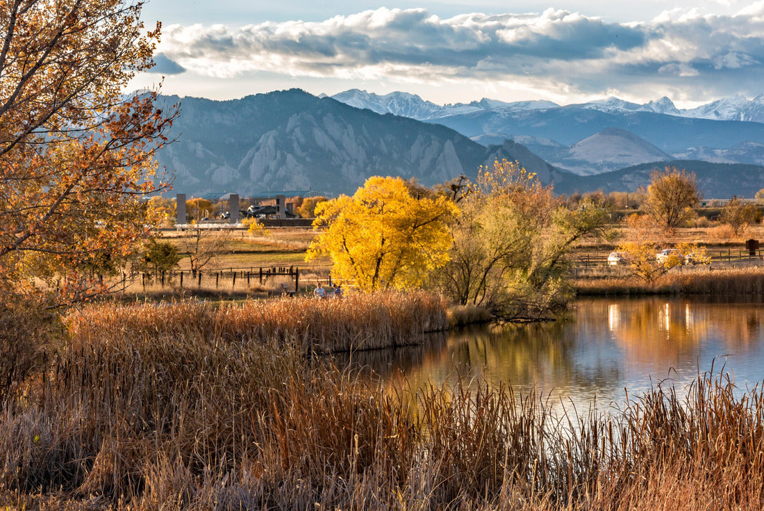 The Flatirons and Front Range of the Rocky Mountains Reflected in Stearns Lake in Autumn in Broomfield, Colorado 2000pc Puzzle