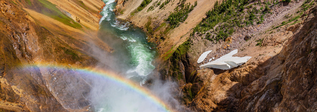 Noah Jigsaw Puzzle Rainbow over the waterfall. Amazing mountain landscape. Big waterfall among the beautiful rocks. Brink of the Lower Falls on the Grand Canyon of the Yellowstone, Yellowstone National Park, Wyoming panorama 1000 pieces