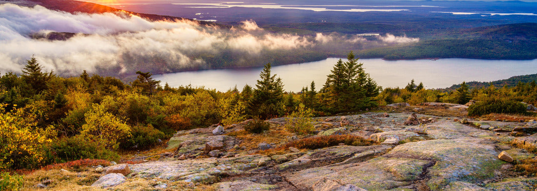 Noah Jigsaw Puzzle Panic-stricken sunset in Acadia National Park, from the top of Cadillac Mountain panorama 1000 pieces
