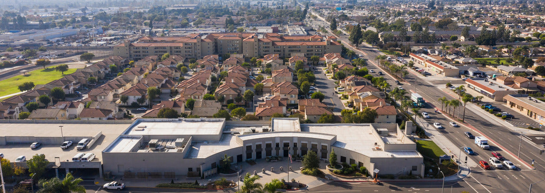 Noah Jigsaw Puzzle Daytime aerial view of the dense urban core of downtown Stanton, California, USA panorama 1000 pieces
