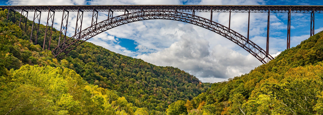 The New River Gorge Bridge at New River Gorge National Park and Preserve during the Autumn leaf color change near Fayetteville, West Virginia 1000pc Panoramic Puzzle