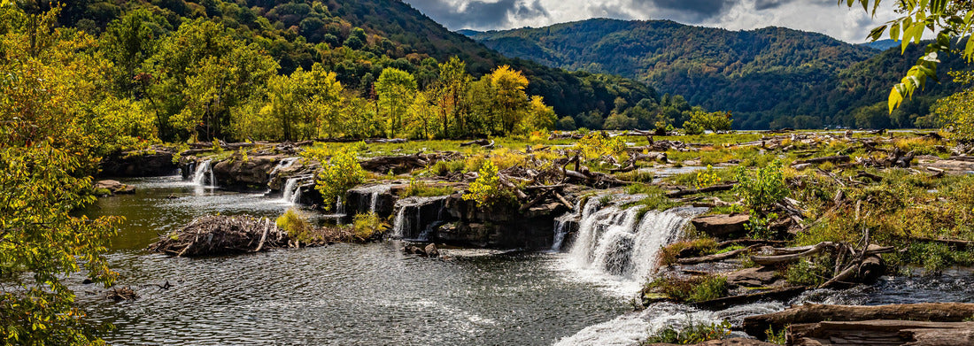 Noah Jigsaw Puzzle Sandstone Falls on the New River at New River Gorge National Park and Preserve during the Autumn leaf color change near Hinton, West Virginia panorama 1000 pieces
