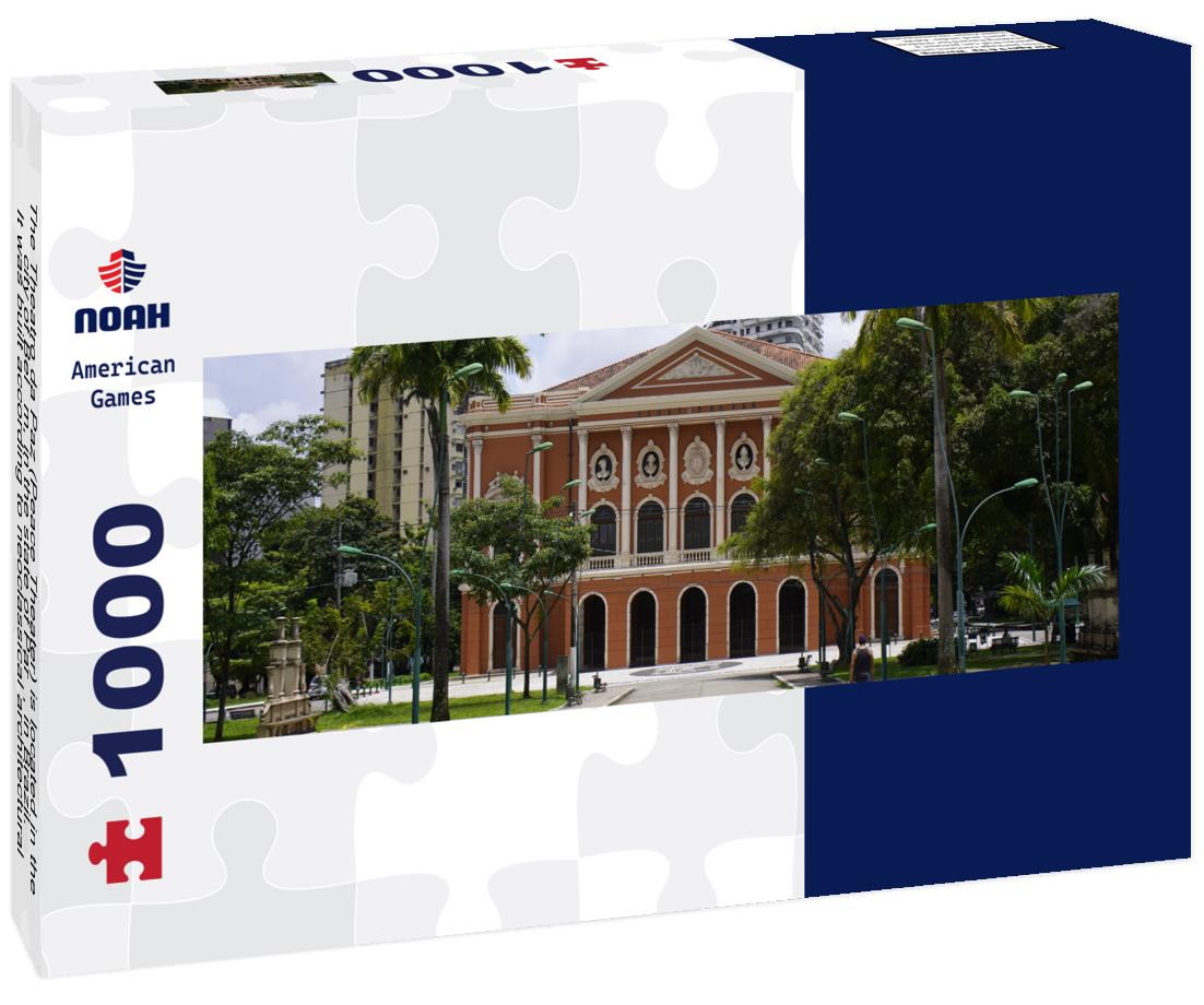 The Theatro da Paz (Peace Theater) is located in the city of Belém, in the state of Pará, in Brazil. It was built according to neoclassical architectural lines, in the golden age of rubber in the Amazon 1000pc Panoramic Puzzle
