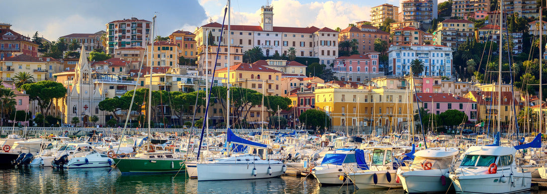 Noah Jigsaw Puzzle Yacht harbor in Imperia city, a beautiful city on the Italian Riviera, Liguria, Italy, at sunset panorama 1000 pieces