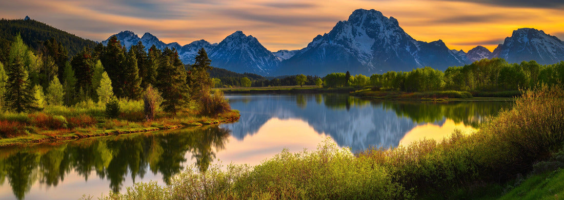 Noah Jigsaw Puzzle Colorful sunset over Oxbow Bend of the Snake River and Mount Moran in Grand Teton National Park, Wyoming, USA panorama 1000 pieces