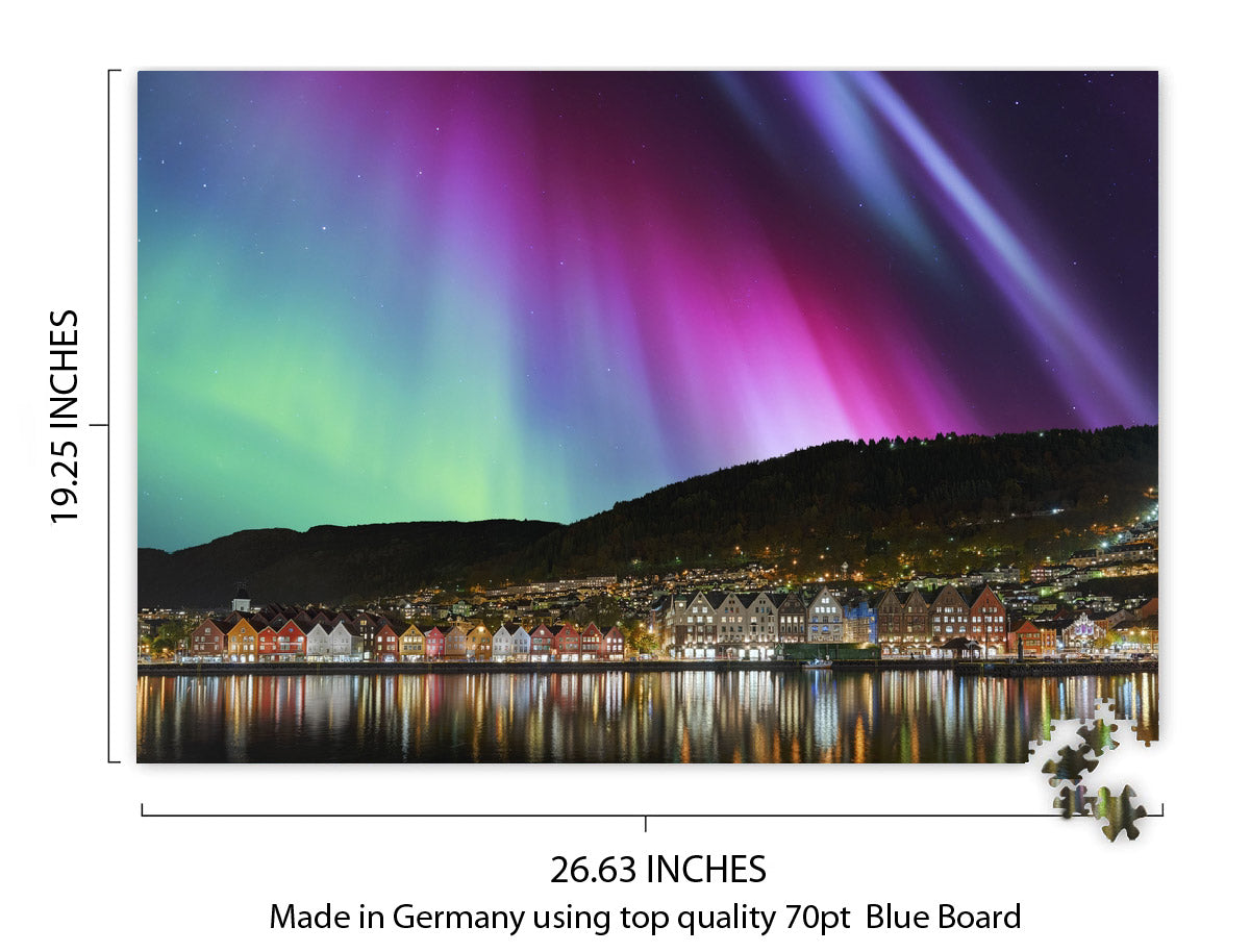 Bergen, Norway with Northern Lights