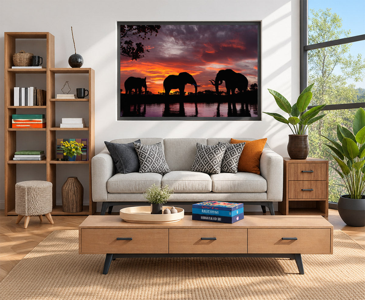 Elephants at Sunset