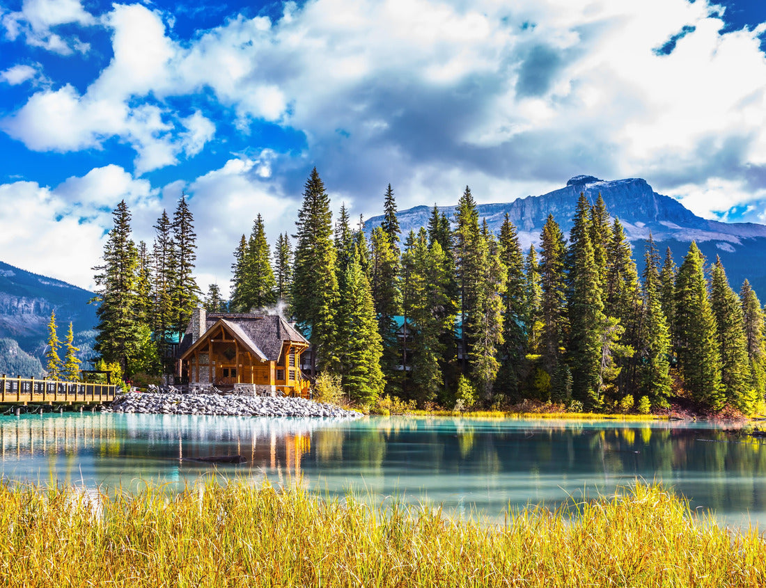 ImagiCan Jigsaw Puzzle Bridge over Emerald Lake. Camping and coniferous forest. Yoho National Park, Canada 1000 pieces