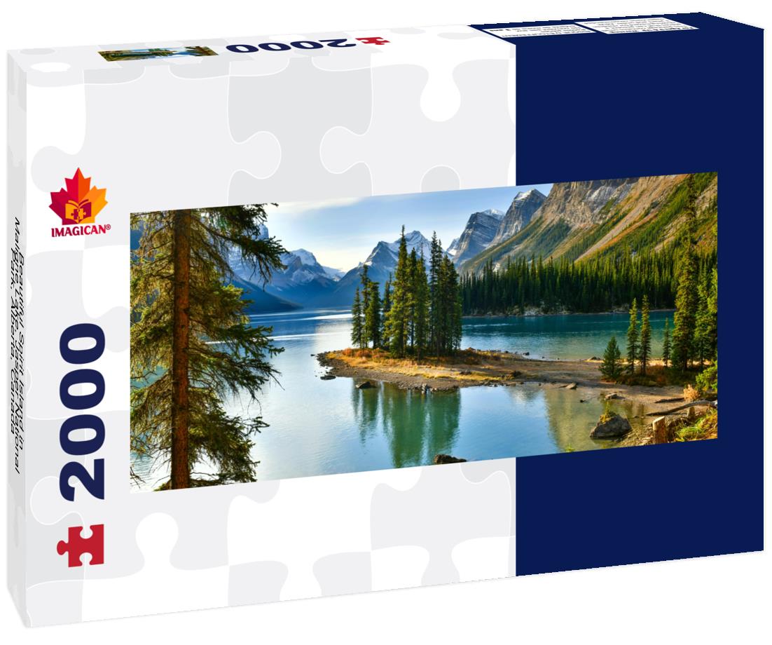 Beautiful Spirit Island in Maligne Lake, Jasper National Park, Alberta, Canada 2000pc Panoramic Puzzle