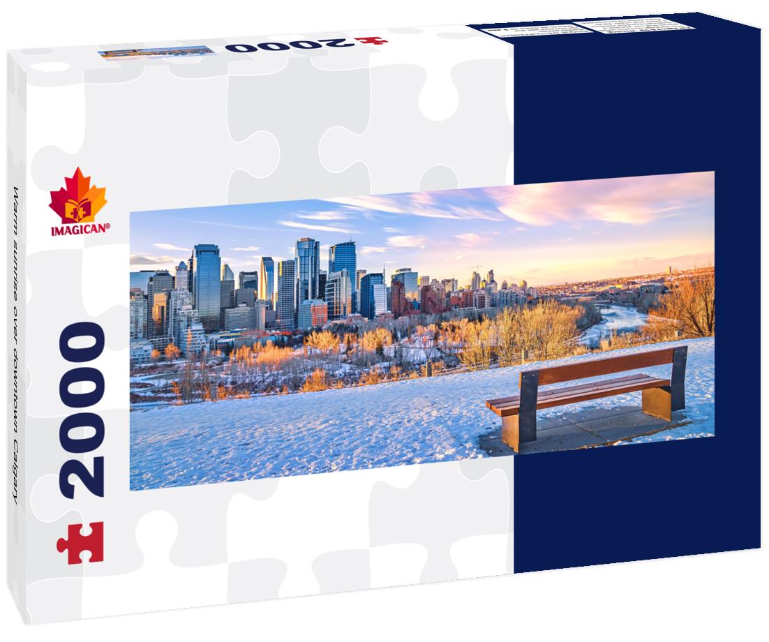 Warm sunrise over downtown Calgary 2000pc Panoramic Puzzle