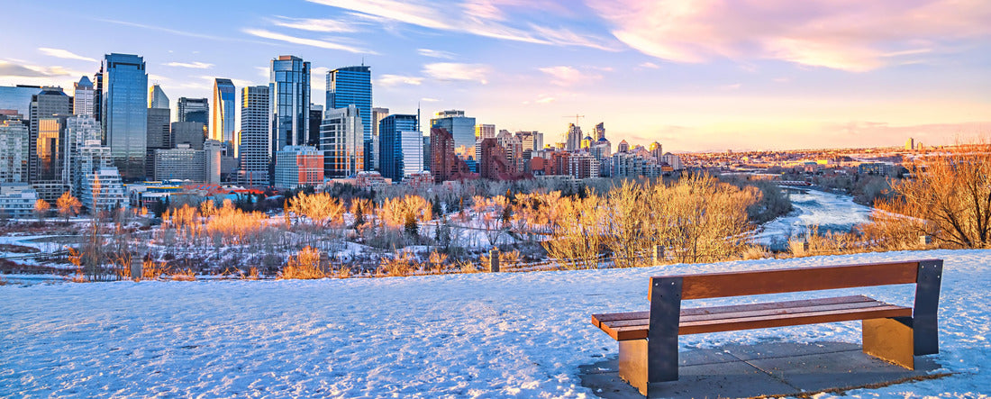 Warm sunrise over downtown Calgary 2000pc Panoramic Puzzle