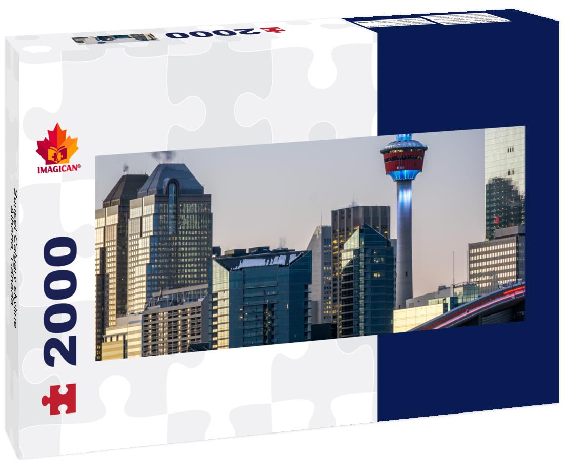 Calgary skyline at sunset, Alberta, Canada 2000pc Panoramic Puzzle