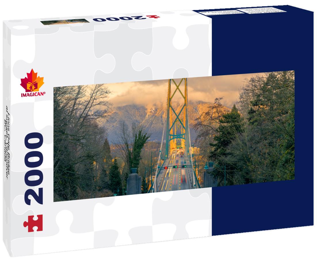 Lions Gate Bridge at sunset, Vancouver, BC, Canada 2000pc Panoramic Puzzle
