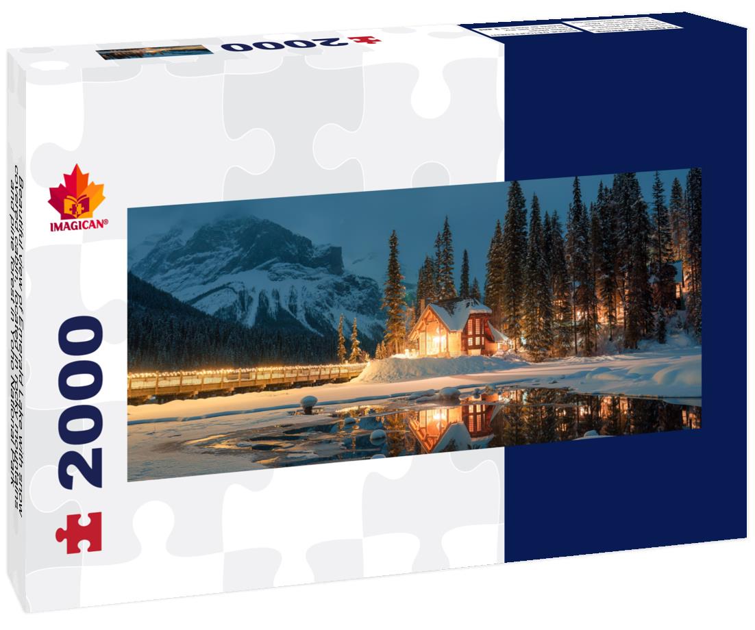 Beautiful view of emerald lake covered with snow and wood 2000pc Panoramic Puzzle