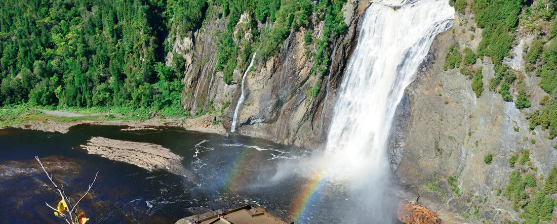 Montmorency Falls with rainbow and blue sky near Quebec City 2000pc Panoramic Puzzle