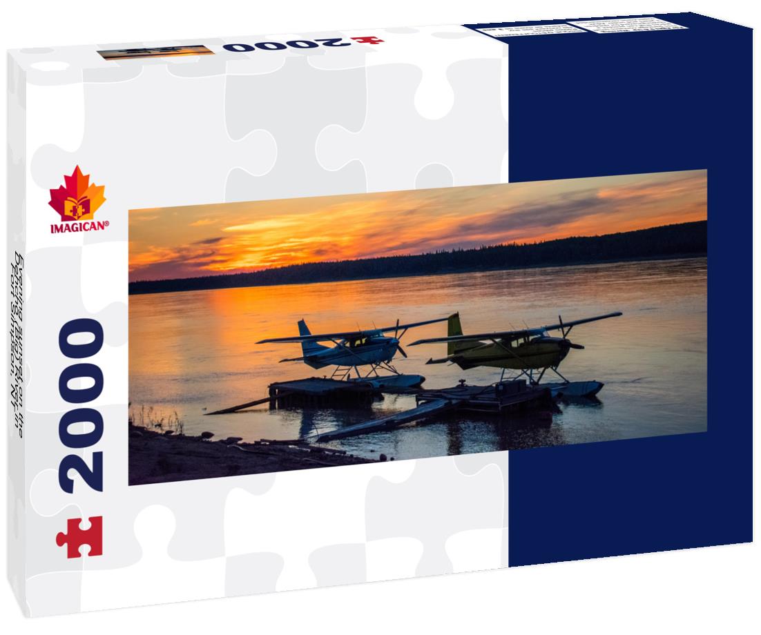 Evening sunset on the Dehcho (Big) River in Fort Simpson, NT 2000pc Panoramic Puzzle