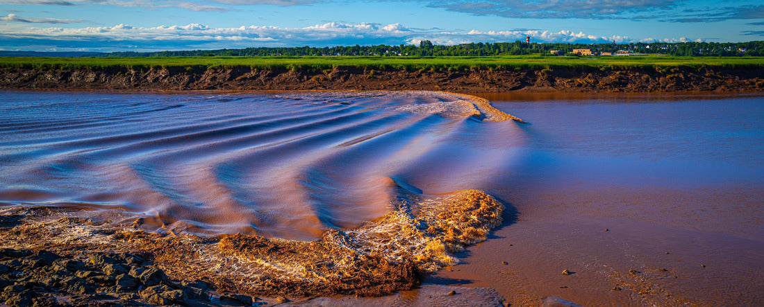 Tidal Bore at Petitcodiac River Parc Bore in Moncton, New Brunswick, Canada 2000pc Panoramic Puzzle