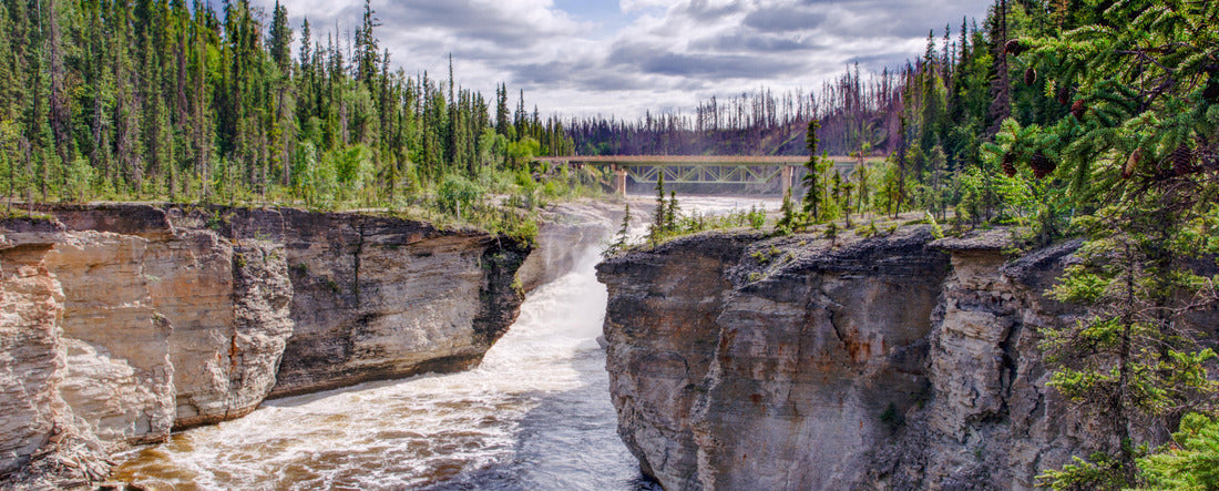 Sambaa Deh Falls on the Trout River. Northwestern Territories, Canada 2000pc Panoramic Puzzle