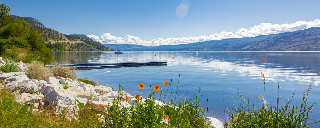 Kanagan Lake Canada. Summer lake and mountains in the background early morning 2000pc Panoramic Puzzle