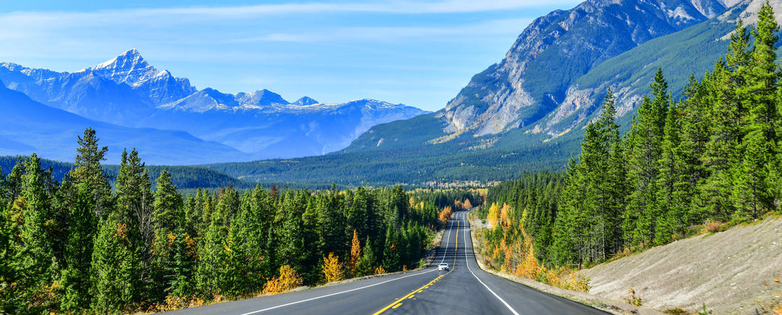 The road 93 beautiful “Icefield Parkway” in the fall Jasper National Park 2000pc Panoramic Puzzle
