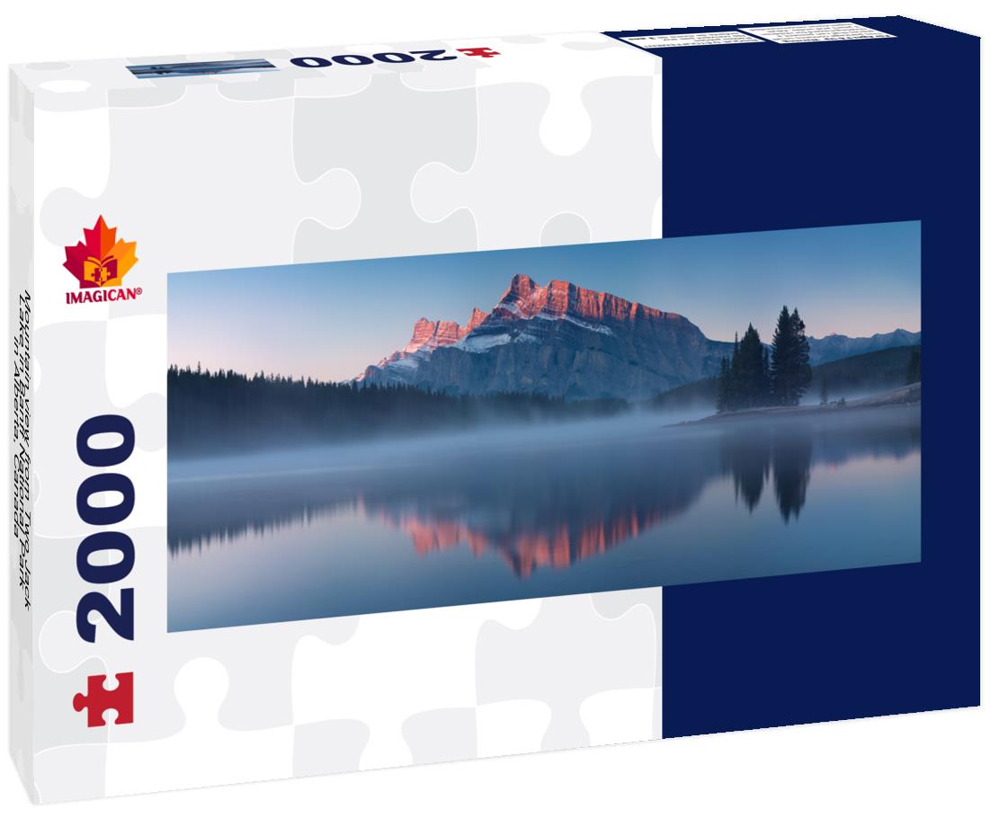the mountains from Two Jack Lake in Banff National Park in Alberta 2000pc Panoramic Puzzle