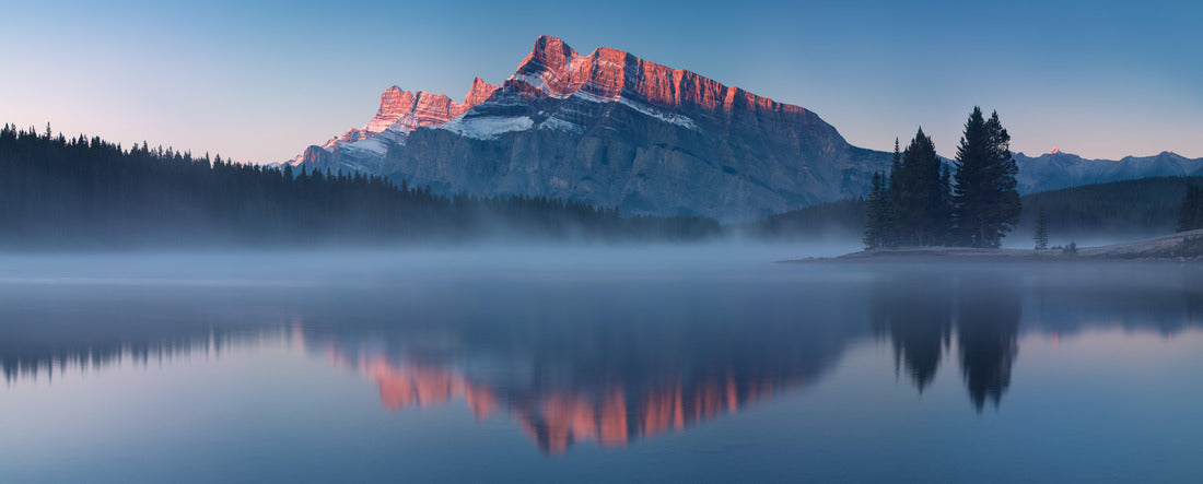 the mountains from Two Jack Lake in Banff National Park in Alberta 2000pc Panoramic Puzzle