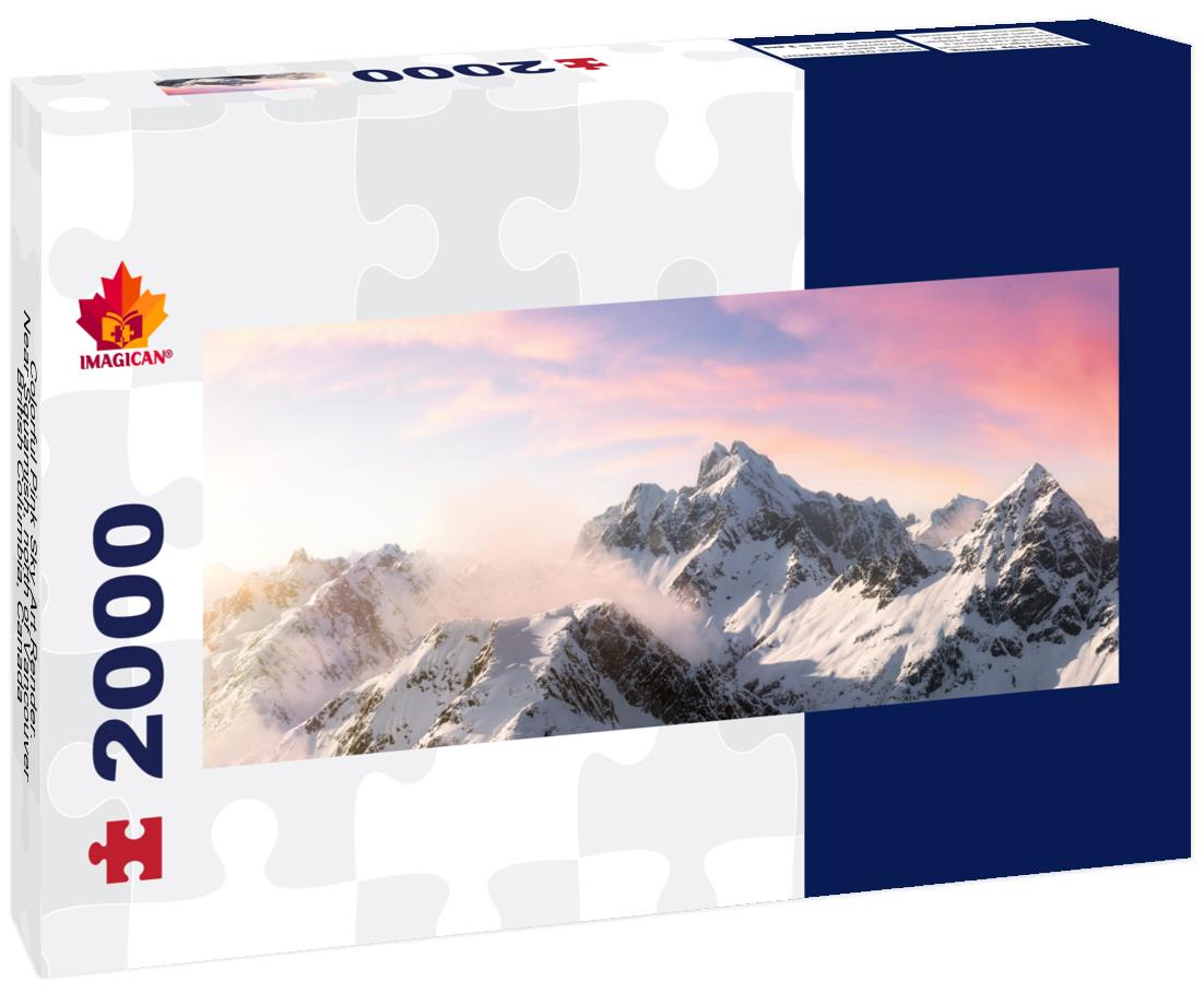 Colorful pink sky art render, north of Vancouver, British Columbia 2000pc Panoramic Puzzle