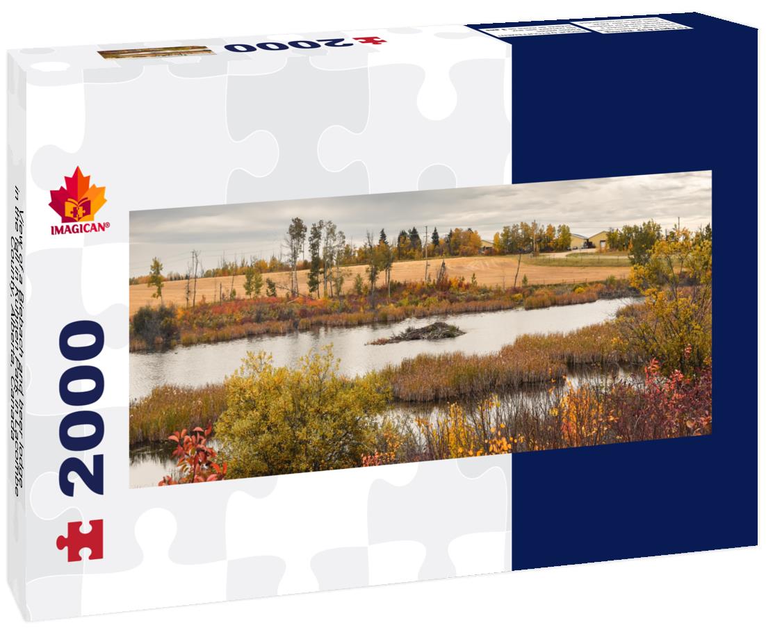 Biebach and beer lodge in the fall in Kuhnen Park, Alberta 2000pc Panoramic Puzzle