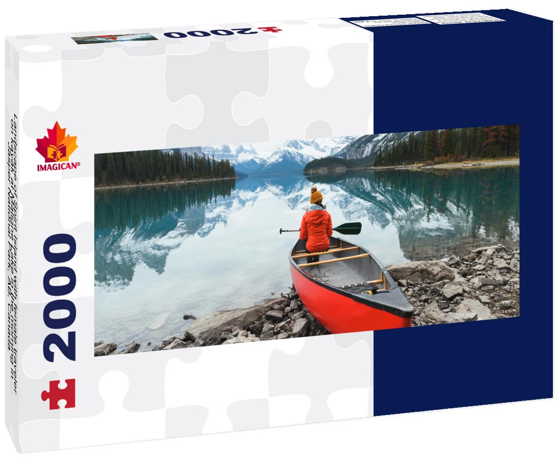 Spirit Island at Maligne Lake in the morning in Jasper National Park, AB 2000pc Panoramic Puzzle